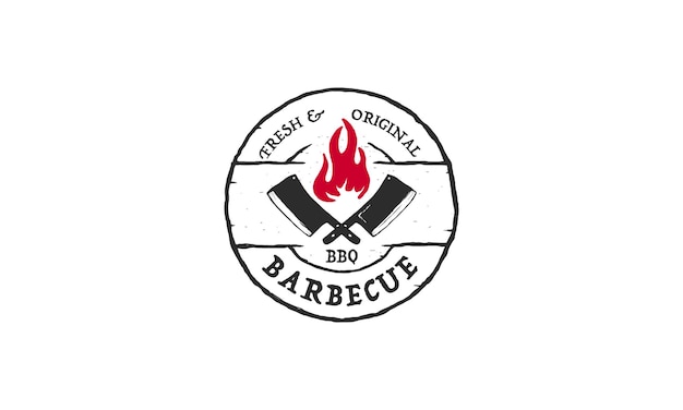 Vintage Retro Rustic BBQ Grill Barbecue Barbecue Étiquette Timbre Logo design vecteur