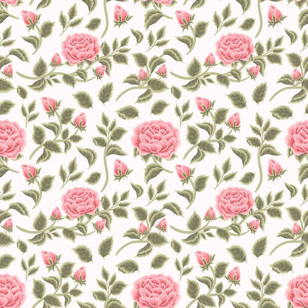 Vintage Shabby Chic Rose Rose Fleur Seamless Pattern