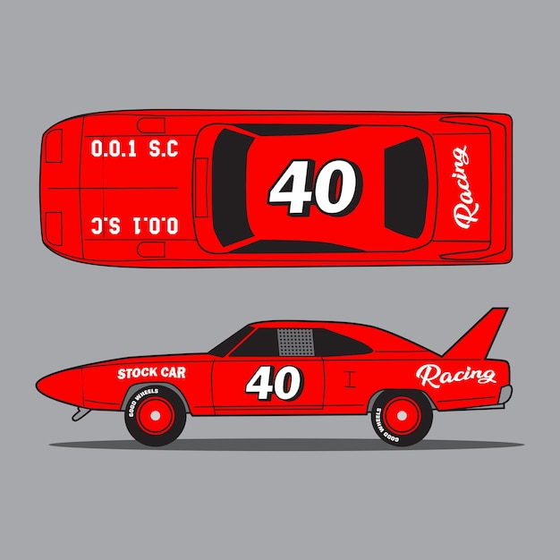 Vecteur vintage stock car racing est prêt à courir dans un style vectoriel d'illustration