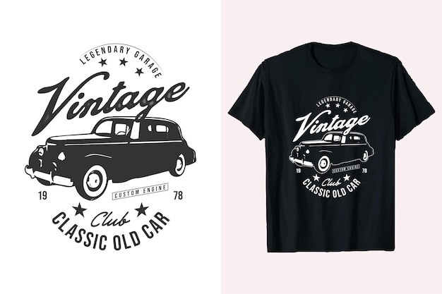 Vecteur vintage vehicle classic car vector tshirt design graphique de t-shirt de voiture rétro de style ancien