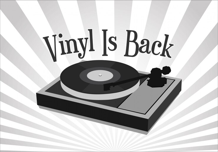 Vecteur le vinyle est de retour rétro fond vintage