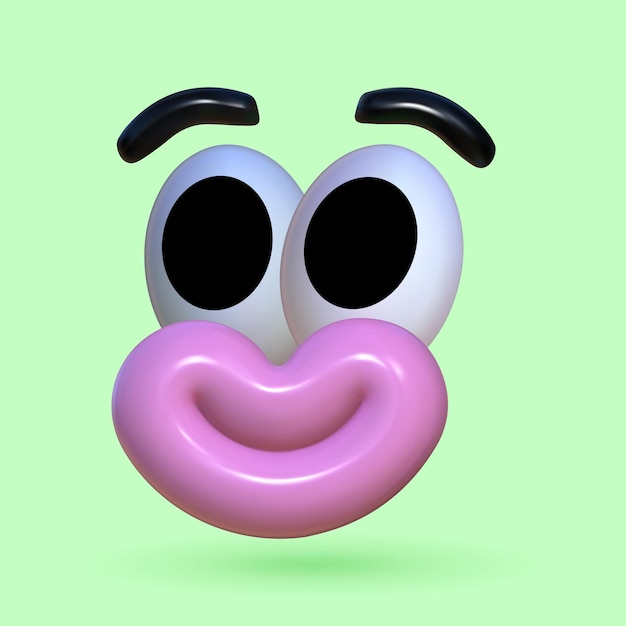 Visage 3D drôle personnage gonflable ludique avec un large sourire texture plastique