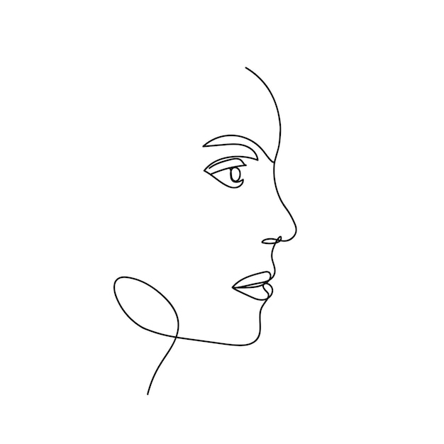 Visage abstrait un dessin au trait Doodle Portrait style minimaliste Logo icône étiquette