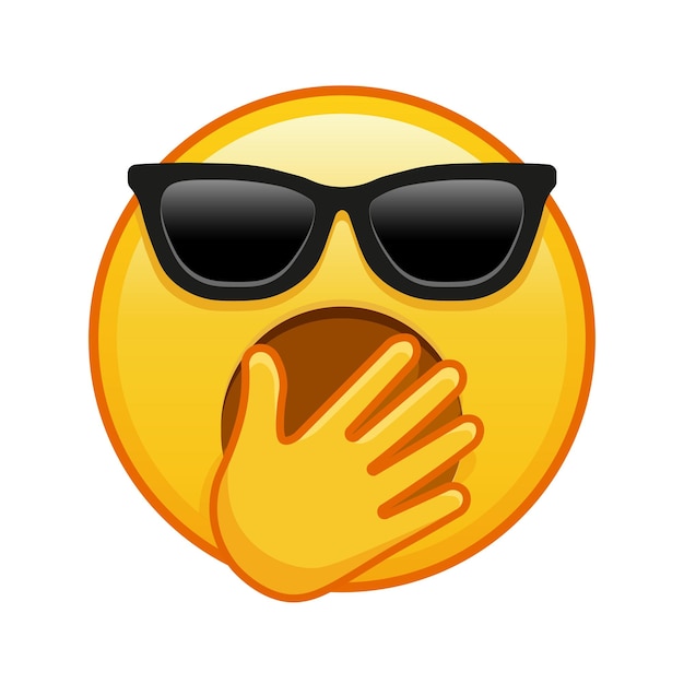 Vecteur un visage béant avec des lunettes de soleil une grande taille de sourire d'emoji jaune