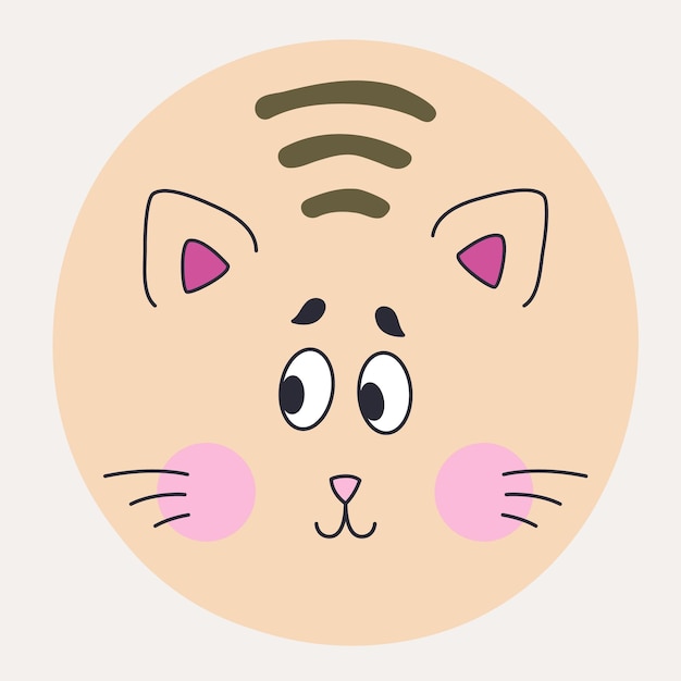 Vecteur visage de chat drôle personnage abstrait mascotte design visage drôle mignon iconx9