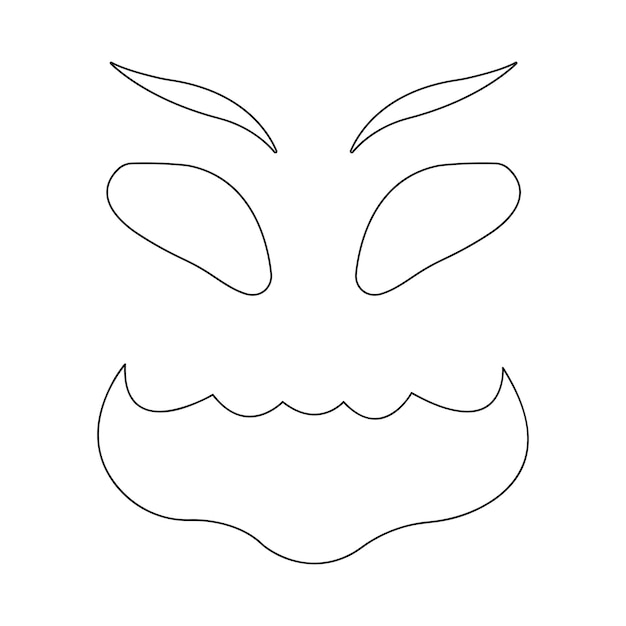 Visage en colère Halloween expression isolée sur blanc. illustration des expressions d'Halloween.