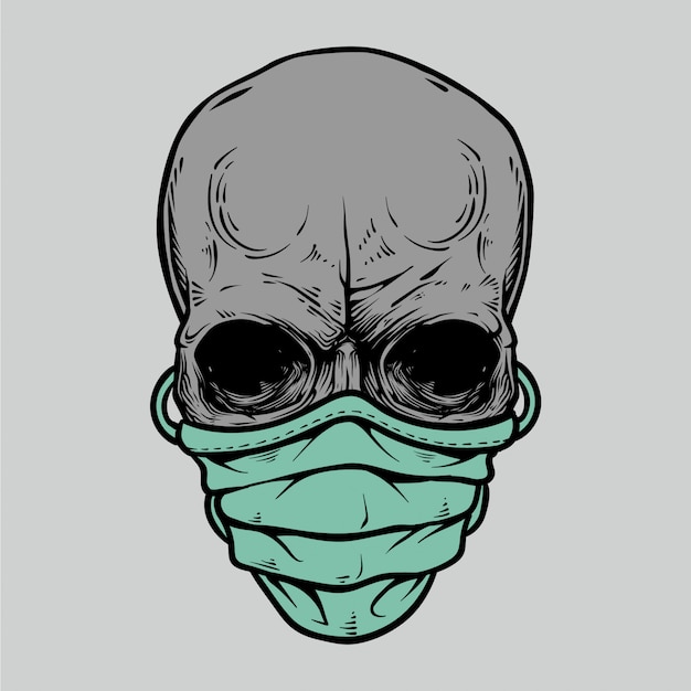 Vecteur visage de crâne en illustration de masque médical
