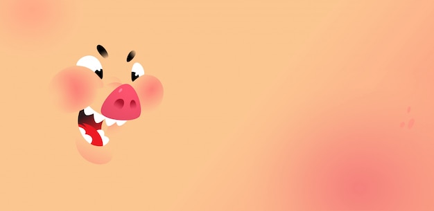 Visage de dessin animé d&#39;un cochon. Fond pour texte et design.