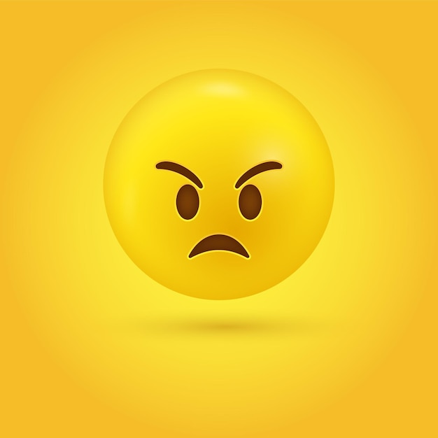 Visage d'Emoji en colère grincheux - personnage 3d