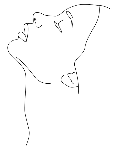 Vecteur le visage est une ligne portrait le long des lignes dessin d'une femme