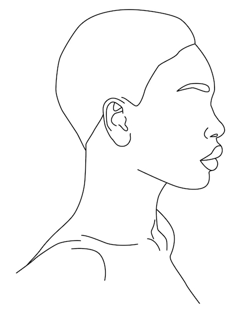 Vecteur le visage est une ligne portrait le long des lignes dessin d'une femme