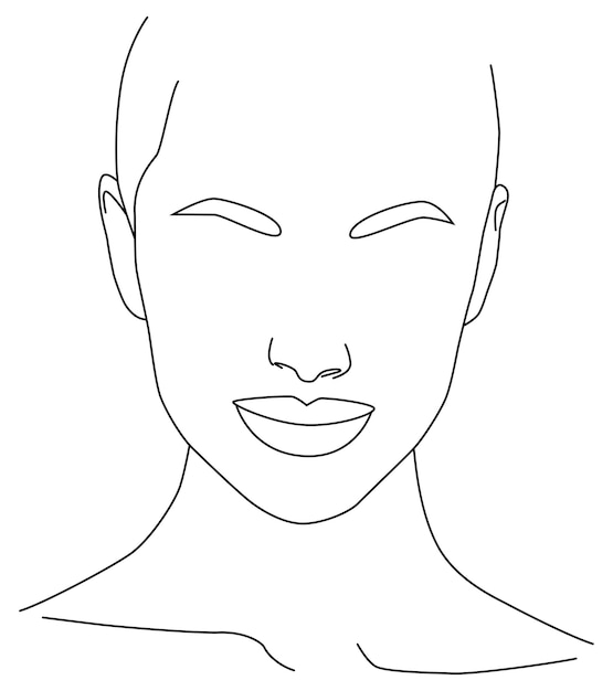 Le Visage Est Une Ligne Portrait Le Long Des Lignes Dessin D'une Femme