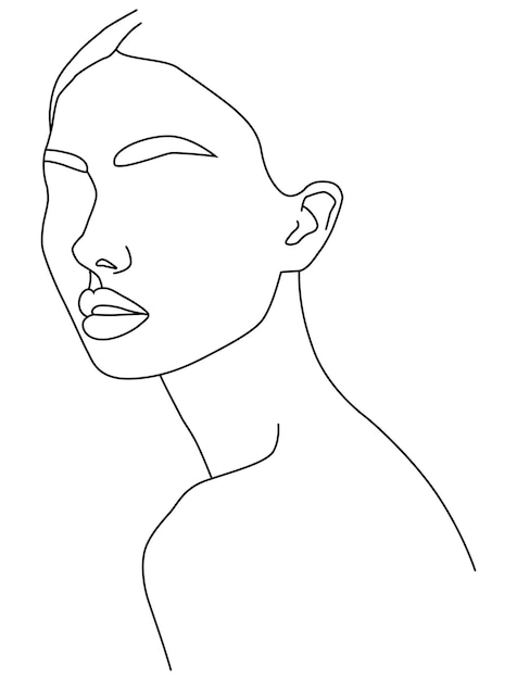 Vecteur le visage est un trait portrait au trait dessin d'une femme