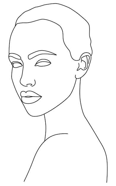 Vecteur le visage est un trait portrait au trait dessin d'une femme