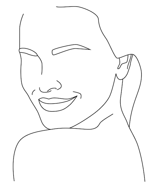 Vecteur le visage est un trait portrait au trait dessin d'une femme