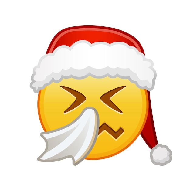 Visage D'éternuement De Noël Grande Taille De Sourire Emoji Jaune