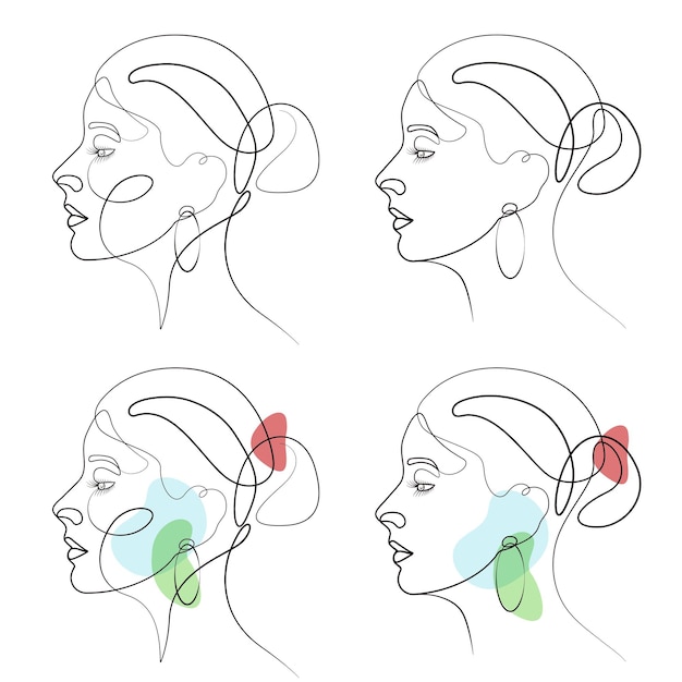 Visage féminin salon de beauté cils sourcils élégant continue dessin au trait dessin oeuvre minimaliste