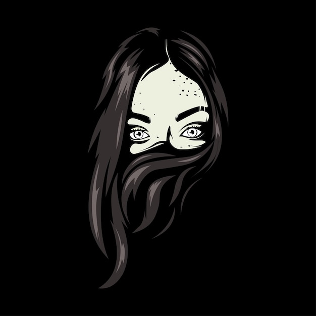 visage de femme avec des cheveux sur maskillustration femme vecteur