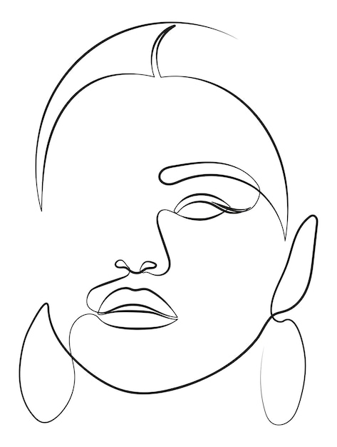 Visage De Femme Dans Un Dessin D’art Au Trait