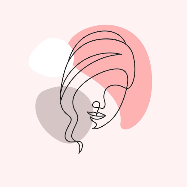 Visage De Femme Dans Un Style D'art En Ligne Esthétique