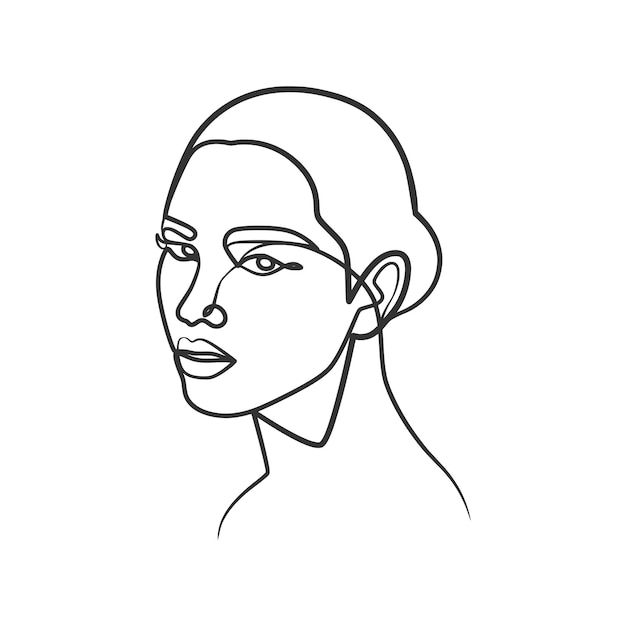 Visage De Femme Dessin Au Trait Continu