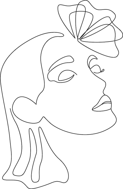 Vecteur visage de femme avec dessin de fleur