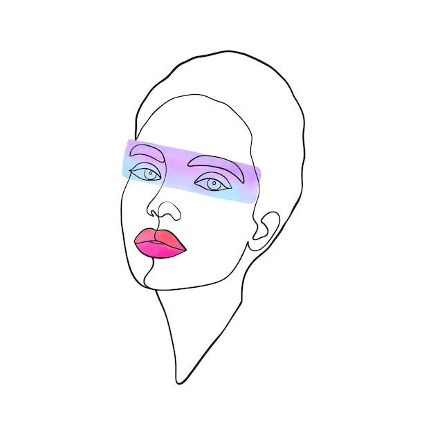 Vecteur visage de femme minimal