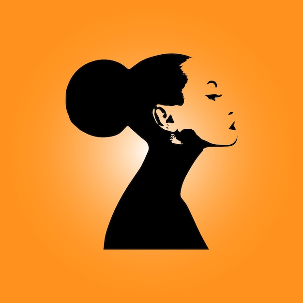 Visage De Femme Silhouette Noire Aux Cheveux Courts