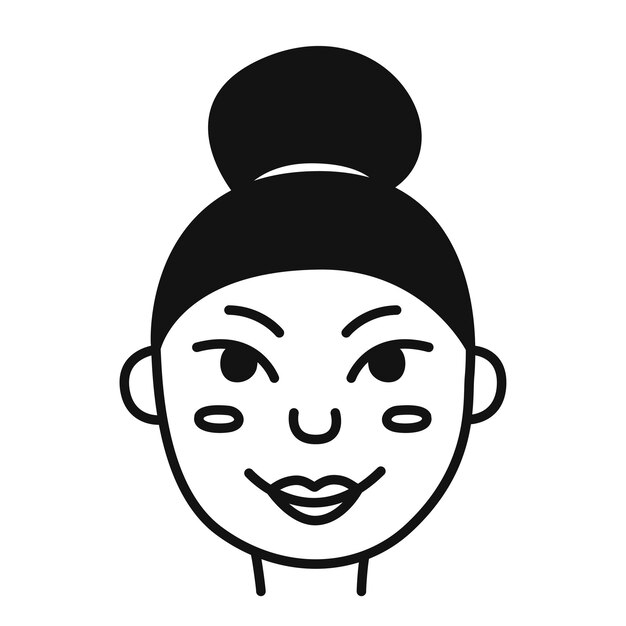 Vecteur visage de fille personnage féminin dans le style doodle dessiné à la main illustration vectorielle isolée