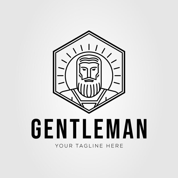 Visage De Gentleman Avec Barbe Et Barbettes Logo Conception D'illustration Vectorielle