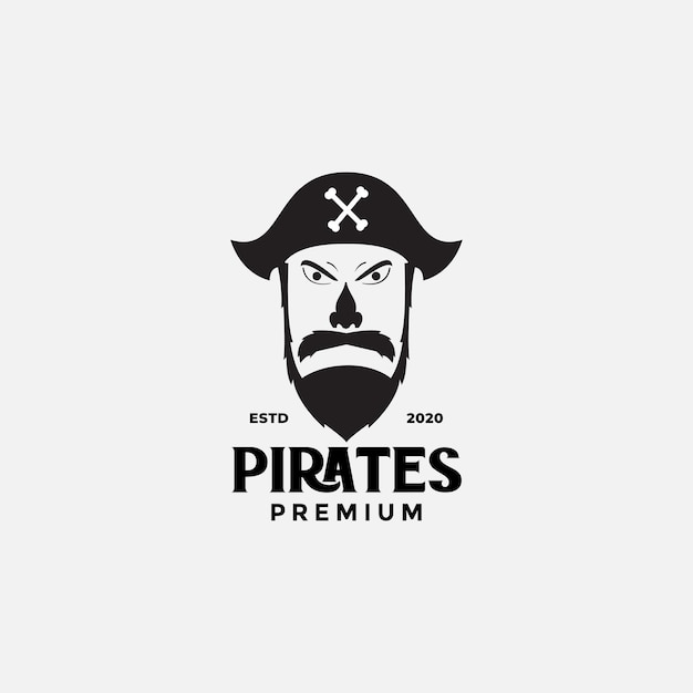 Visage D'homme En Colère Avec Logo Barbe Pirate