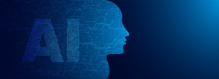 Vecteur visage humain avec texte ai, structure numérique.