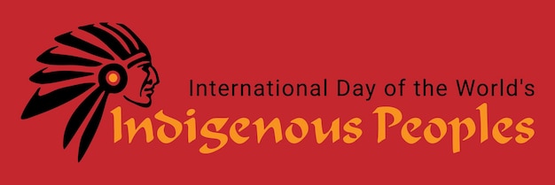 Visage Indien Sur Fond Rouge Bannière Vectorielle Journée Internationale Des Peuples Autochtones Du Monde