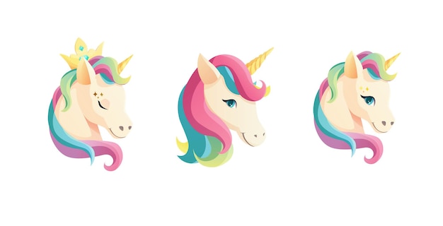 Visage de licorne mignon dans un style plat.