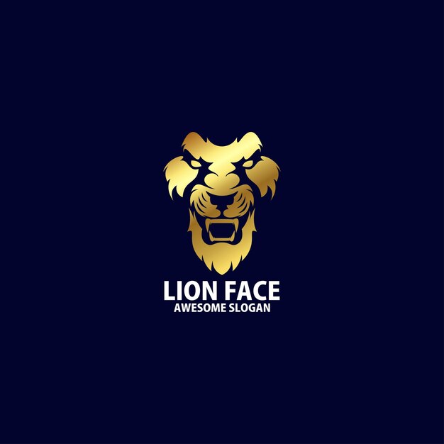 Visage de lion avec logo couleur de luxe