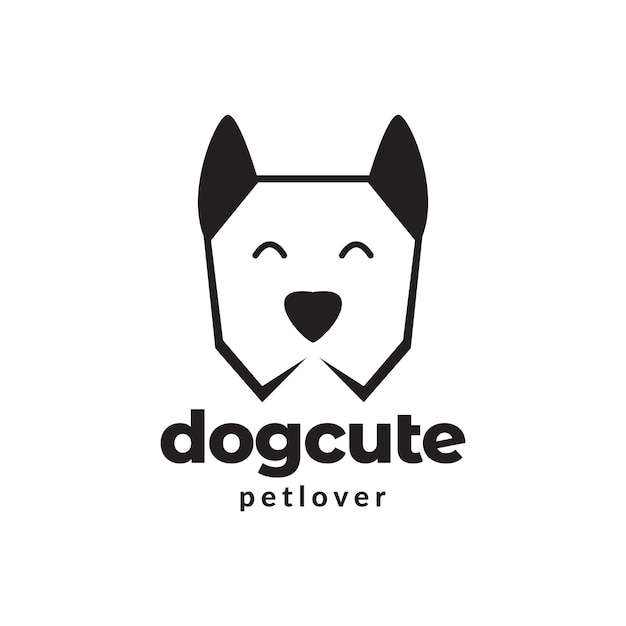 Visage Minimaliste Petit Chien Mignon Logo Design Vecteur Graphique Symbole Icône Illustration Idée Créative