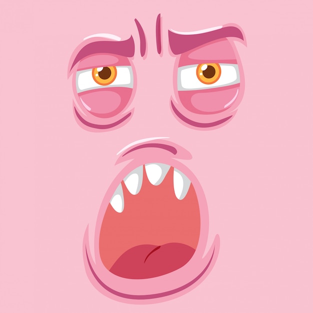 Visage de monstre fatigué rose