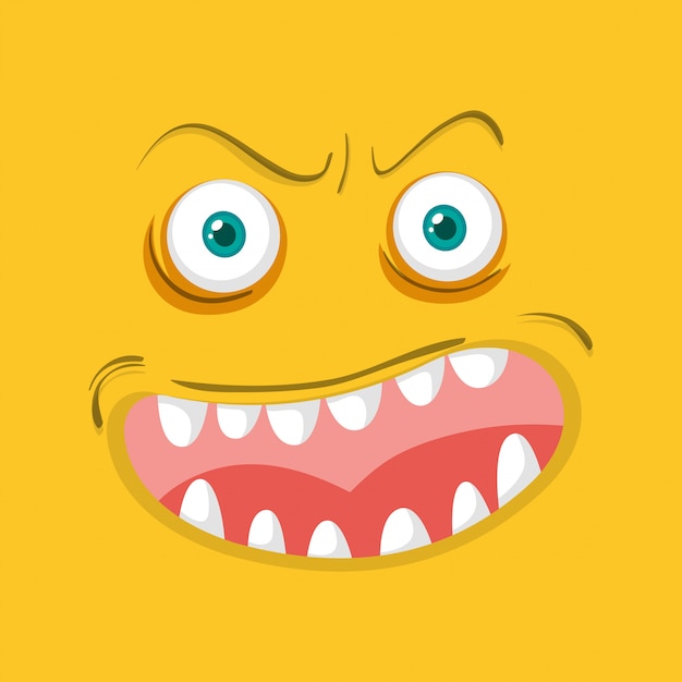 Visage de monstre sur fond orange