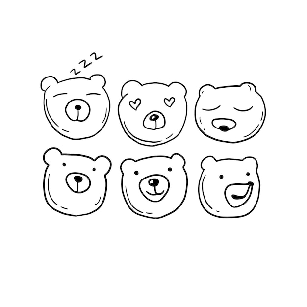 visage d'ours polaire vecteur d'illustrations dessinées à la main