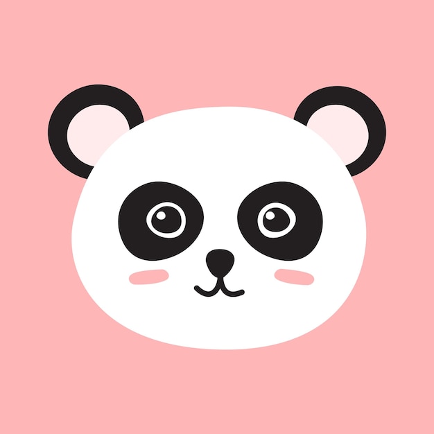 Visage de panda de doodle dessinés à la main de dessin animé plat de vecteur