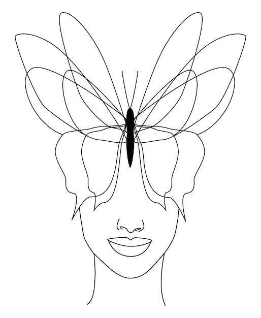 Vecteur un visage avec un papillon papillon vector illustration