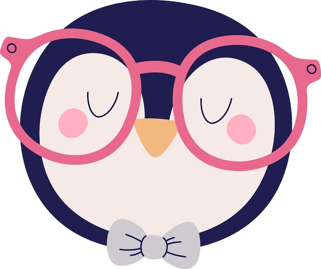 Vecteur le visage de pingouin avec des lunettes
