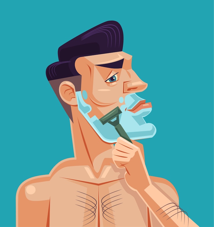 Vecteur visage de rasage homme