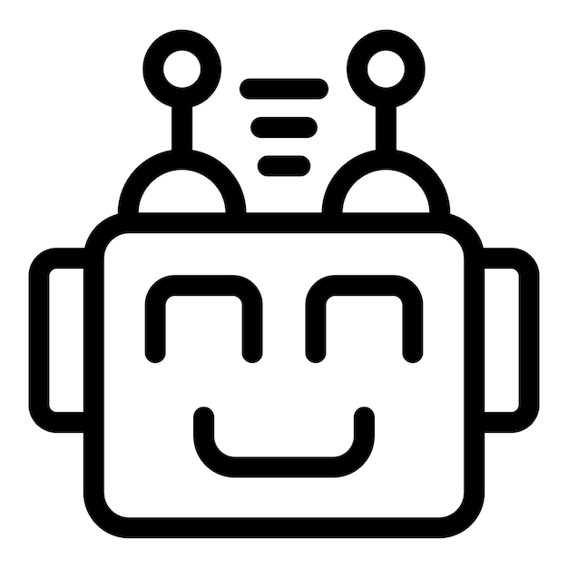 Un visage de robot montrant des émotions positives avec des antennes recevant des signaux