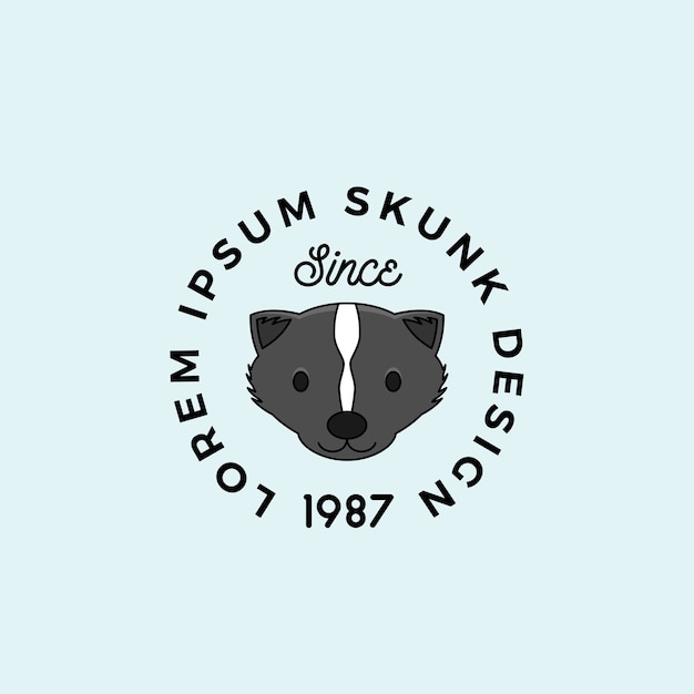 Visage De Skunk De Style De Ligne Avec Typographie Rétro