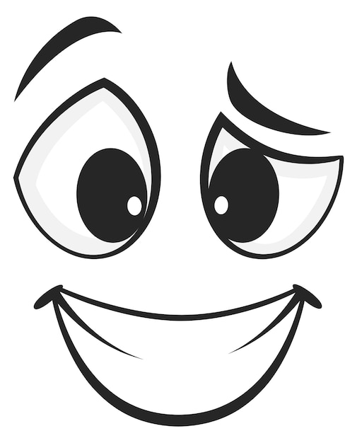 Vecteur visage souriant expression comique emoji sourire dessin animé