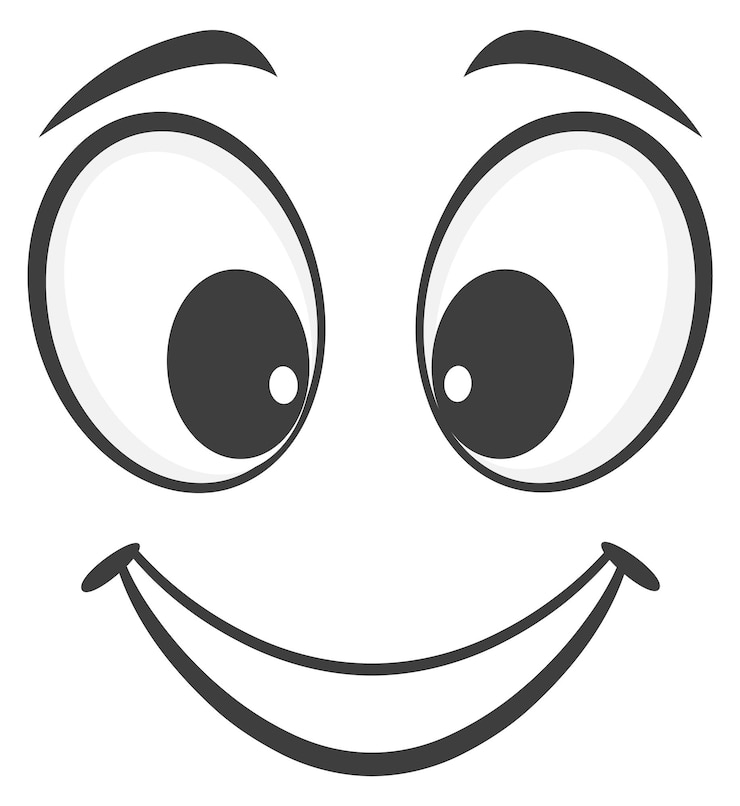 Vecteur visage souriant expression comique émotion de dessin animé heureux