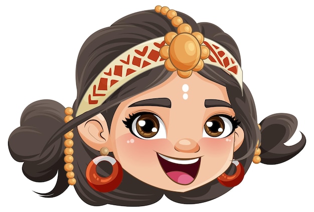 Vecteur un visage souriant de personnage de dessin animé indien