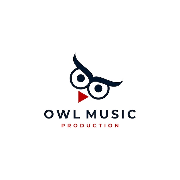 Vecteur visage de tête d'animal d'oiseau de hibou avec l'inspiration de conception de logo de musique de jeu