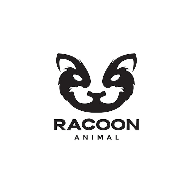 Visage Tête Noir Minimal Racoon Logo Design Vecteur Graphique Symbole Icône Illustration Idée Créative